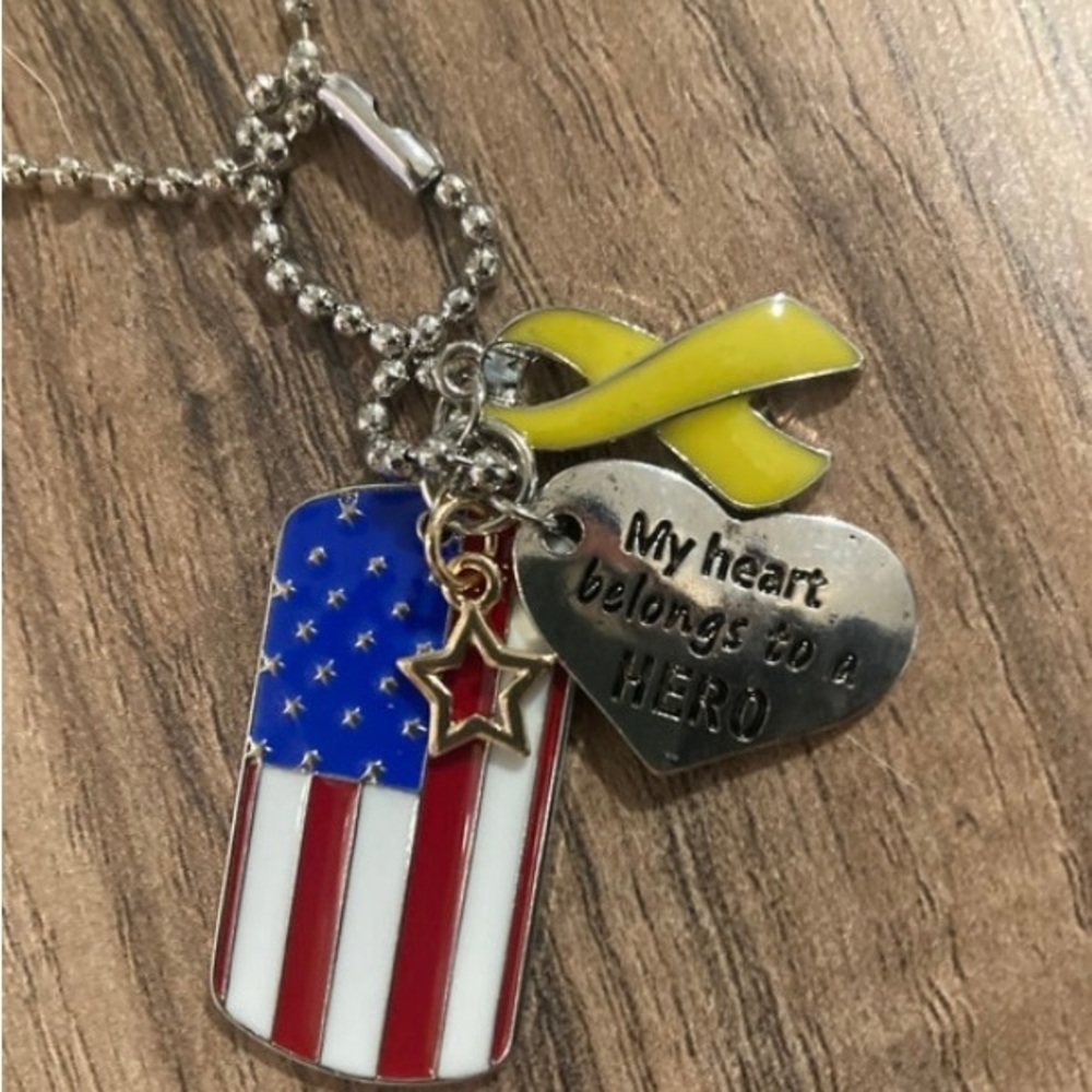 My heart Belongs to a hero Dog tag charm necklace military wife girlfriend